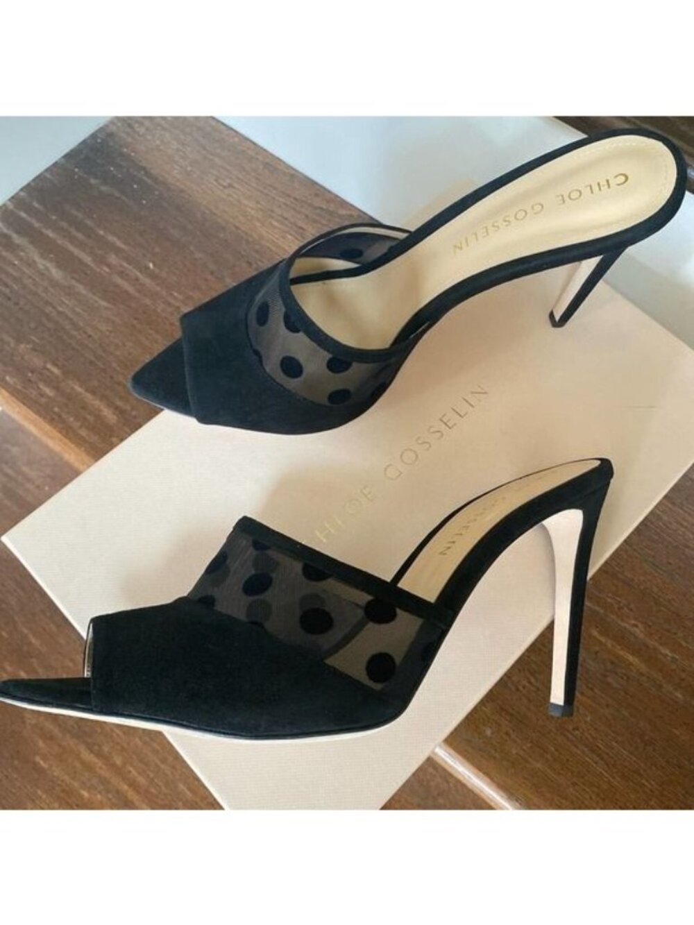 NWOT CHLOE GOSSELIN Liz Black Velvet Mules, size 42 - Picture 2 of 14